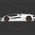 White Concept Sports Car with Black Roof and Orange Rims and Sleek Aerodynamic Design