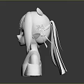 Anime Character Bust Sculpture With White Hair Blue Eyes And Animal Ears