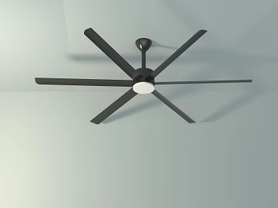 Modern Black Ceiling Air Conditioner Fan With Six Blades And White Center Design 3d model