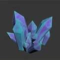 3D Rendered Turquoise Purple Crystal Cluster With Polyhedral Shapes And Glossy Surface