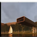 Villa architecture in the forest 3d model