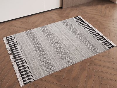 Quiet Striped Carpet Black and White Carpet Square Carpet 3d model