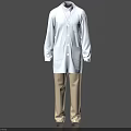Light Blue Long Sleeved Coat And Khaki Pants Professional Clothes Set