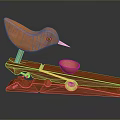 Orange Wooden Bird Shaped Clip With Small Bowl For Household Use