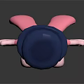 Pink Rabbit Character With Large Eyes Blue Top Hat And Vest Standing In Black Background