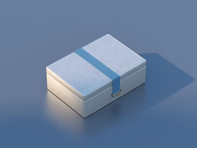 White Storage Box With Blue Strap And Metal Clasp For Daily Use 3d model