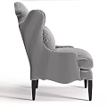 Gray Striped Fabric Armchair With Accent Pillow And Black Wooden Legs