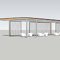 Modern Outdoor Pergola Design With Transparent Roof And White Cube Seats