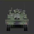 Military Tank With Camouflage Paint Long Cannon Barrel Armored Tracks And Top Antenna