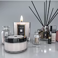 Perfume Cosmetics Display With Scented Candles Diffusers And Skincare Items 3d model