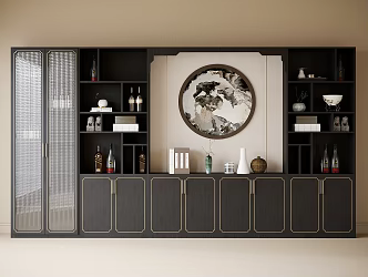 Chinese Style Wine Cabinet Sideboard 3d model
