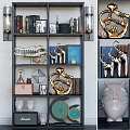 Elegant Shelf Decor Featuring Gold Silver Ornaments And Animal Figurines