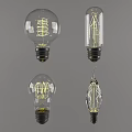 Vintage Filament Light Bulbs With Various Shapes And Filament Designs