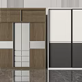 Elegant Modern Wardrobe Interior With Wooden Sliding Doors And White Storage Panels