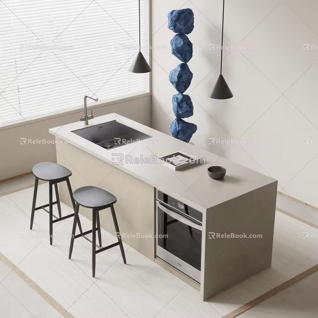 Modern Bar Chair Combination Bar Counter 3d model