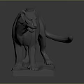 Gray Puma Sculpture in Standing Pose with Square Base and Realistic Design Details
