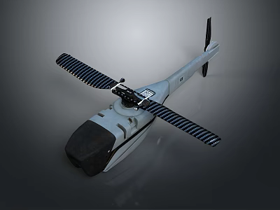 Helicopter With Main Rotor Tail Rotor And Sleek Fuselage Exterior Design View 3d model