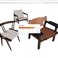 Three Different Style Leisure Chairs With Wooden Frames Woven Fabric And Leather Seats