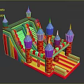 Kids Inflatable Castle with Colorful Slides and Spire Towers for Play Fun