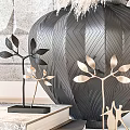 Decorative Ornaments Set With Metallic Candle Holders And Textured Vases For Home Decor