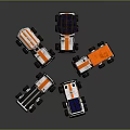 Space Exploration Mars Lunar Rovers With Solar Panels White Orange Toy Models