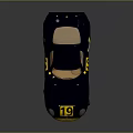 Blue Classic Racing Car With Yellow Number 19 And Streamlined Design