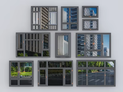 Casement Windows With Modern Aluminum Frame And Various Energy Efficient Glass Designs 3d model