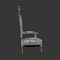 Classic Leisure Chair With Ornate Carved Frame And Floral Pattern Upholstery