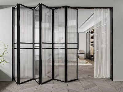 Modern folding door Changhong glass folding door partition 3d model