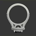 Elegant White Decorative Ring With Round Center Stone And Beaded Design 3d model