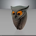 Artistic Owl Sculpture With Orange Eyes Teal Body And Detailed Feather Texture