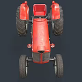 Red Functional Tractor With Large Tires And Seat