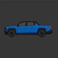 Blue Modern Pickup Truck With Transparent Roof Black Wheels And Sleek Design