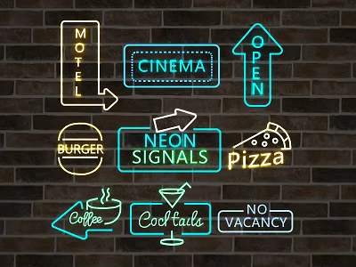 Modern decorative lights neon combination 3d model