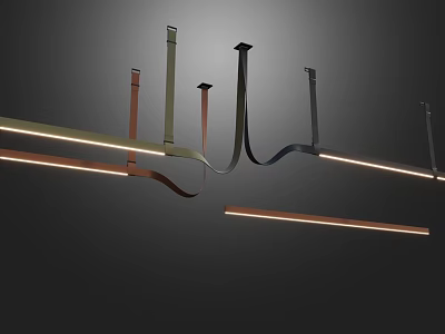 Modern Curved Linear Chandelier With LED Strip And Metal Brackets Interior Design 3d model