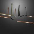 Modern Curved Linear Chandelier With LED Strip And Metal Brackets Interior Design