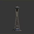 Iconic Space Needle Tower With Observation Deck And Spiral Base Design 3d model