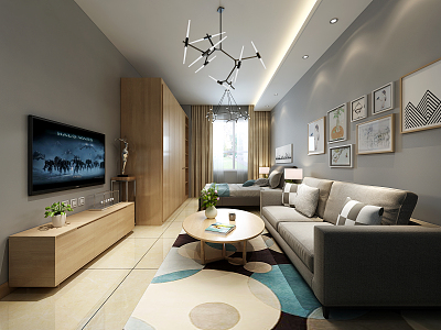 Modern Apartment Living Room 3d model