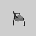 Black Dining Chair With Curved Backrest Armrests And Checkered Seat