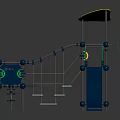 Outdoor Playground Equipment With Blue Slide Rope Net Climbing Structure Metal Frames And Platform