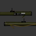 Two Green Military Rocket Launchers With Tubular Body Black Attachments And Yellow Straps