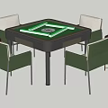 Modern Square Entertainment Table With Green Mahjong Layout And Four Comfortable Chairs 3d model