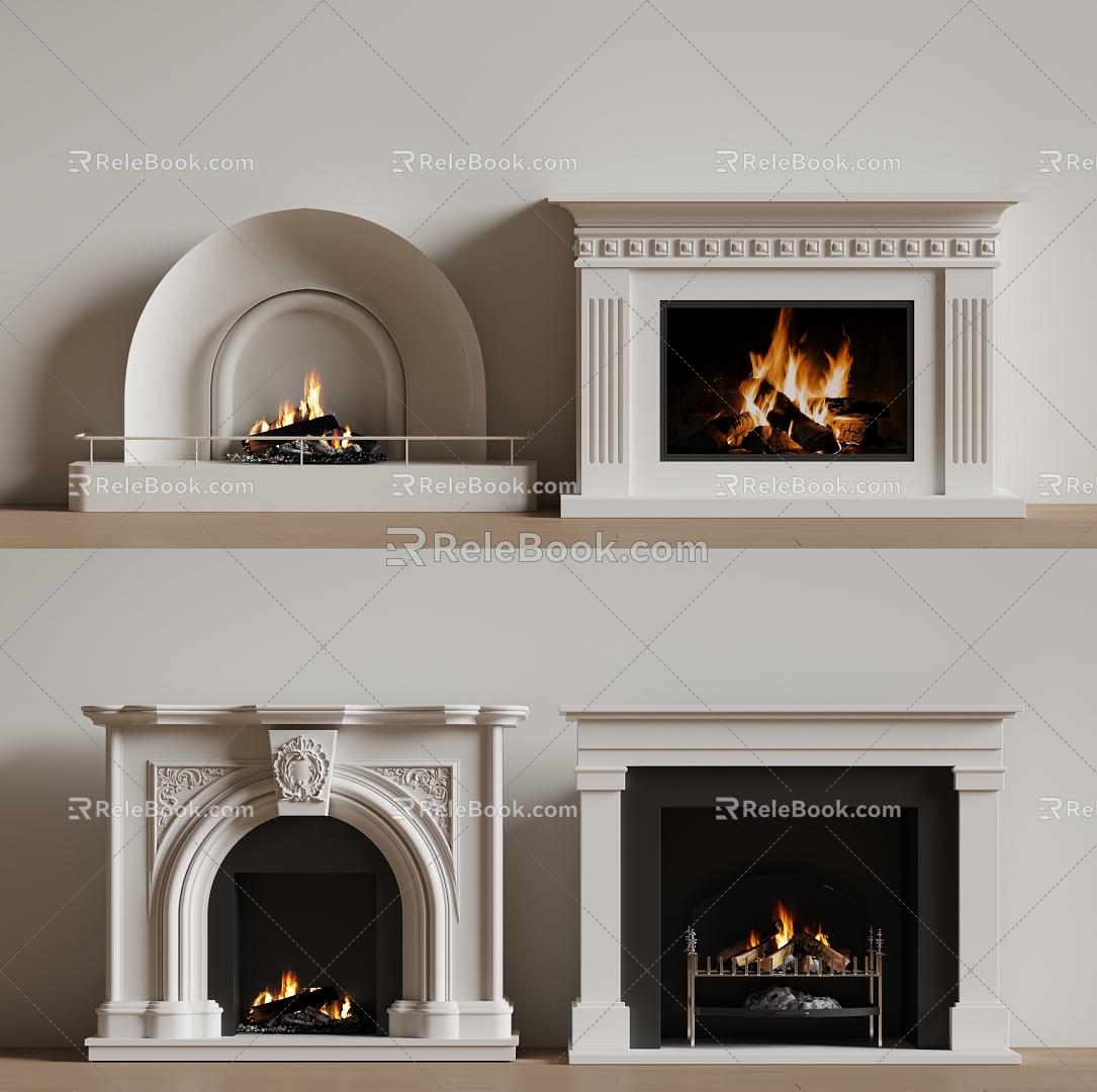 Folia modern fireplace flame stove 3d model