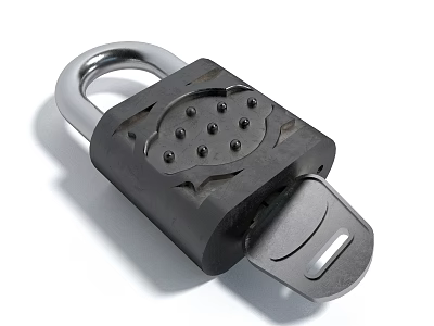Black Padlock With Metal Shackle And Unique Design 3d model
