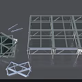 Steel Frame Construction Components Including Square And Octagonal Structures 3d model
