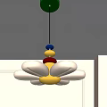 Modern Interior Decorative Chandelier With Petal Shaped White Shade And Colorful Beads