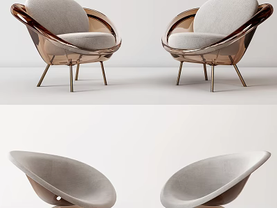 Modern Accent Chair With Light Gray Cushion And Sleek Metal Frame Design 3d model