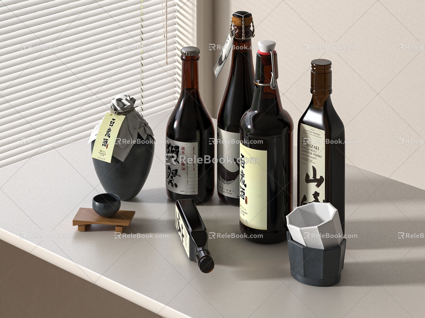 Wine set Wine bottle South Korea sake Japanese sake model