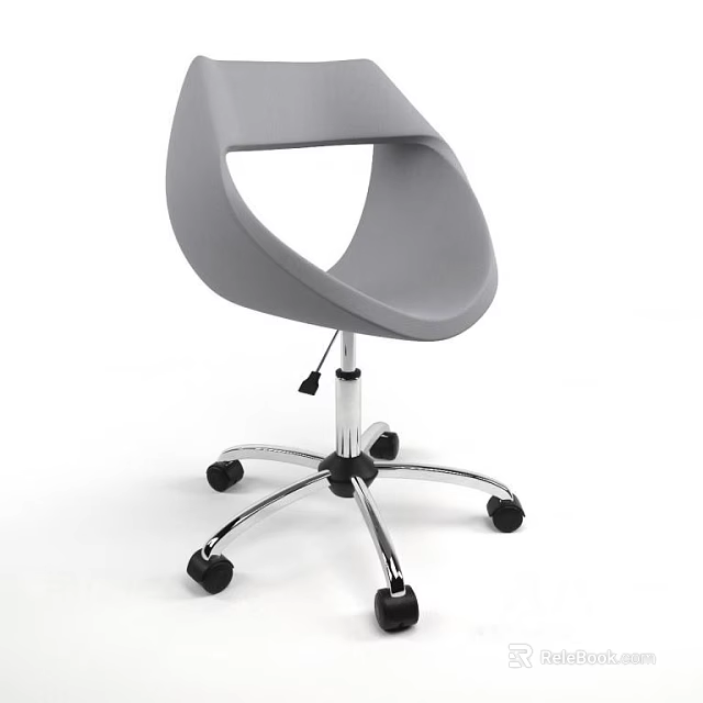 Ergonomic Gray Office Chair With Plastic Back Adjustable Swivel Rolling Casters Metal Base 3d model 