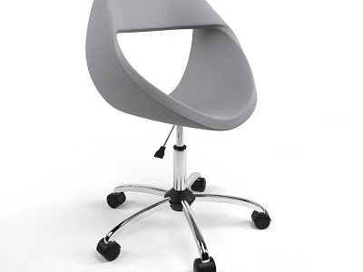Ergonomic Gray Office Chair With Plastic Back Adjustable Swivel Rolling Casters Metal Base 3d model